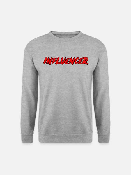 Influencer - kräftiger Popart Schriftzug - Unisex Pullover - Weißgrau meliert