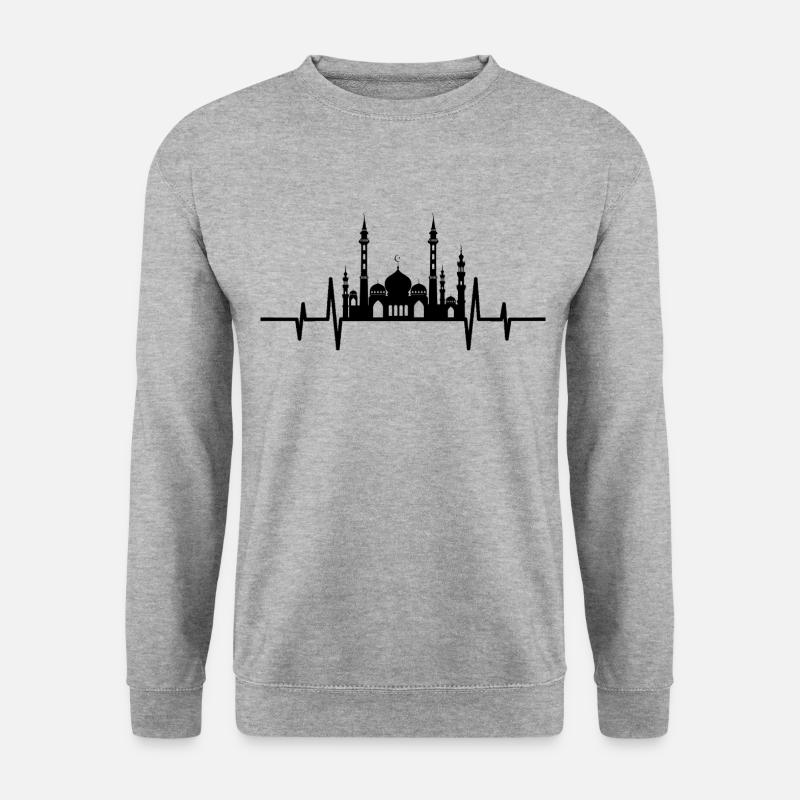 Heartbeat Moschee - Unisex Pullover - Weißgrau meliert