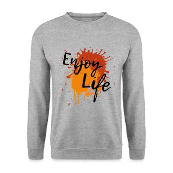 Splash Enjoy Life Red Orange Paint Splash Gift - Unisex Sweatshirt - salt & pepper - Front - Alina (178cm) & Michal (187cm)