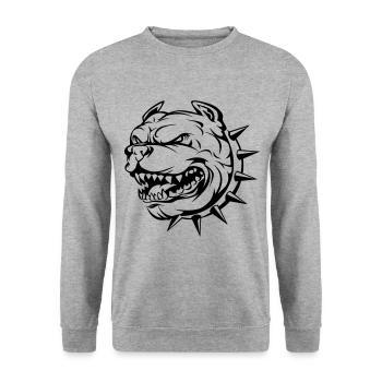 Bulldog kopf hund - Unisex Pullover - Weißgrau meliert - Vorne - Alina (178cm) & Michal (187cm)
