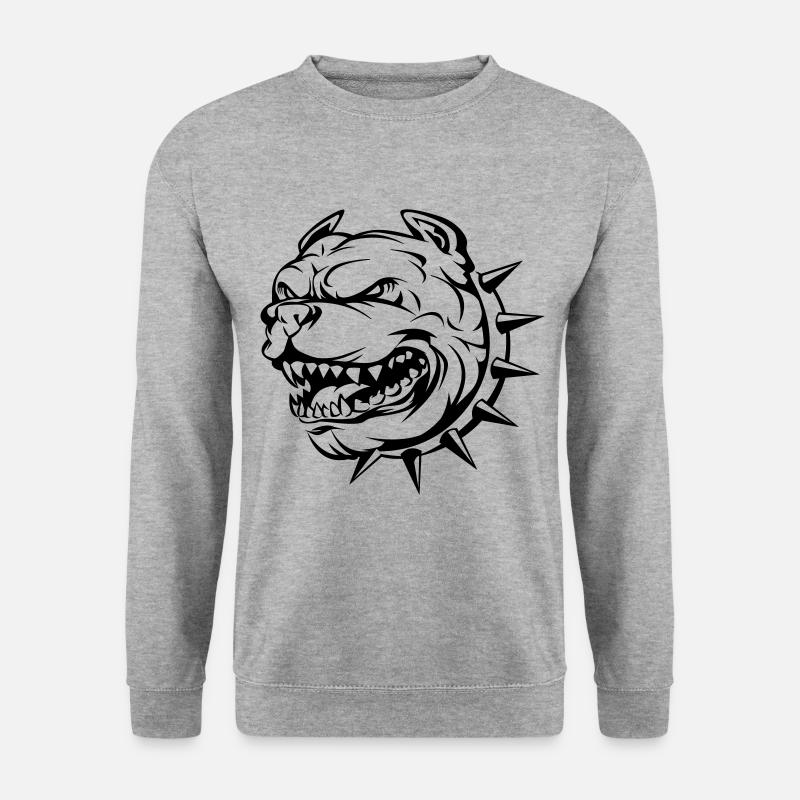 Bulldog kopf hund - Unisex Pullover - Weißgrau meliert