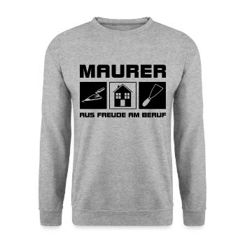 Maurer - Aus Freude am Beruf - Unisex Pullover - Weißgrau meliert - Vorne - Alina (178cm) & Michal (187cm)