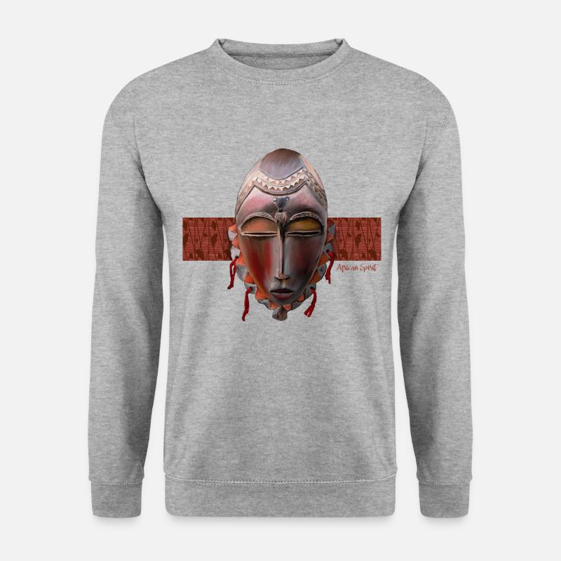 Afrikanische Maske, WEST - Unisex Pullover - Weißgrau meliert