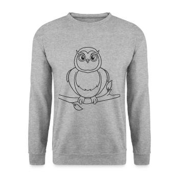 Eule, Vogel, Geschenk, Geschenkidee - Unisex Pullover - Weißgrau meliert - Vorne - Alina (178cm) & Michal (187cm)