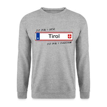 Tirol - do bin i her - do bin i dahoam - Unisex Pullover - Weißgrau meliert - Vorne - Alina (178cm) & Michal (187cm)