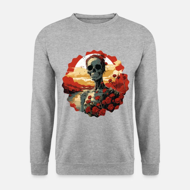 Bloomy death - Unisex Pullover - Weißgrau meliert