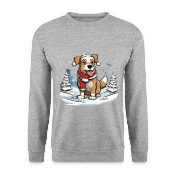 Chien festif - Sweat-shirt Unisexe - gris chiné - Devant - Alina (178cm) & Michal (187cm)