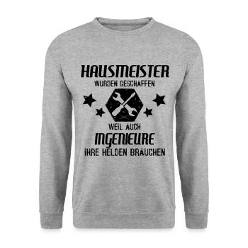 Hausmeister Helden der Ingenieure Geschenk - Unisex Pullover - Weißgrau meliert - Vorne - Alina (178cm) & Michal (187cm)
