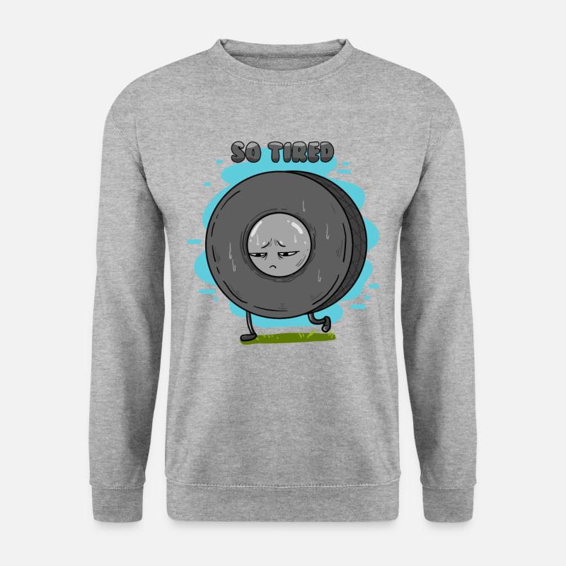 Müder Autoreifen - So Tired Wortspiel - Unisex Pullover - Weißgrau meliert