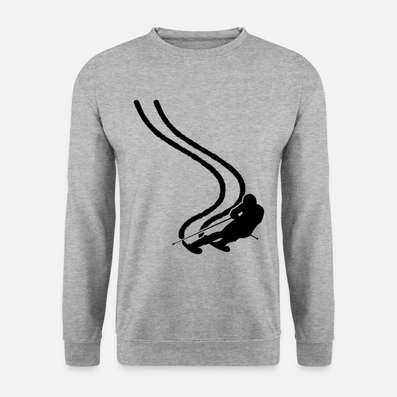Ski Skiurlaub Slalom Schwarz - Unisex Pullover - Weißgrau meliert