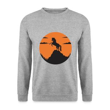 Cavalier équestre montagne équestre - Sweat-shirt Unisexe - gris chiné - Devant - Alina (178cm) & Michal (187cm)