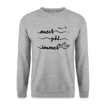 Papierschiff Meer Papierboot Papierschiffchen - Unisex Pullover - Weißgrau meliert - Vorne - Alina (178cm) & Michal (187cm)