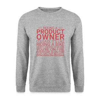 « Product Owner Bike | » Scrum Master" » - Sweat-shirt Unisexe - gris chiné - Devant - Alina (178cm) & Michal (187cm)