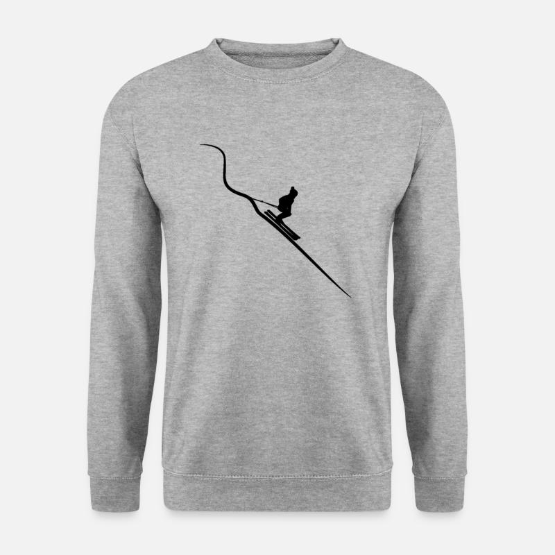 Skifahrer Abfahrt Berge Ski EKG Skier Skifahren - Unisex Pullover - Weißgrau meliert