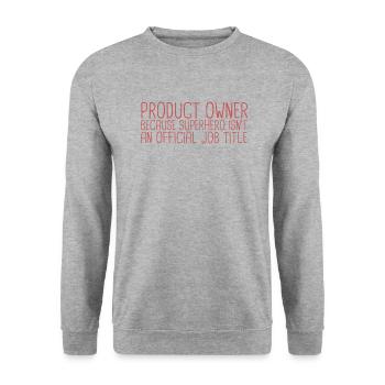 « Product Owner Superhero | » Scrum Master" » - Sweat-shirt Unisexe - gris chiné - Devant - Alina (178cm) & Michal (187cm)