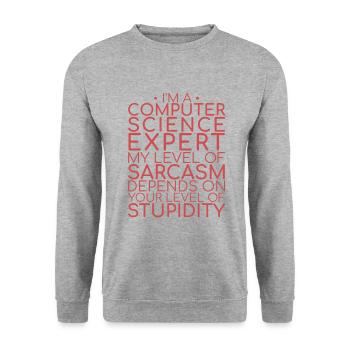 "Computer Science Expert Sarcasm | Computer Science" - Unisex Sweatshirt - salt & pepper - Front - Alina (178cm) & Michal (187cm)