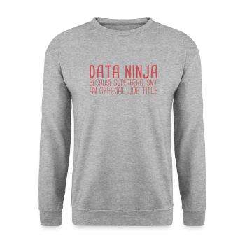 "Data Ninja Superhero | Data Science" - Unisex Sweatshirt - salt & pepper - Front - Alina (178cm) & Michal (187cm)