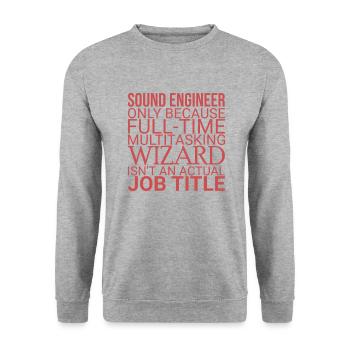 "Sound Engineer Wizard | Tontechnik" - Unisex Pullover - Weißgrau meliert - Vorne - Alina (178cm) & Michal (187cm)