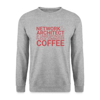 "Network Architect Coffee | Netzwerk" - Unisex Pullover - Weißgrau meliert - Vorne - Alina (178cm) & Michal (187cm)