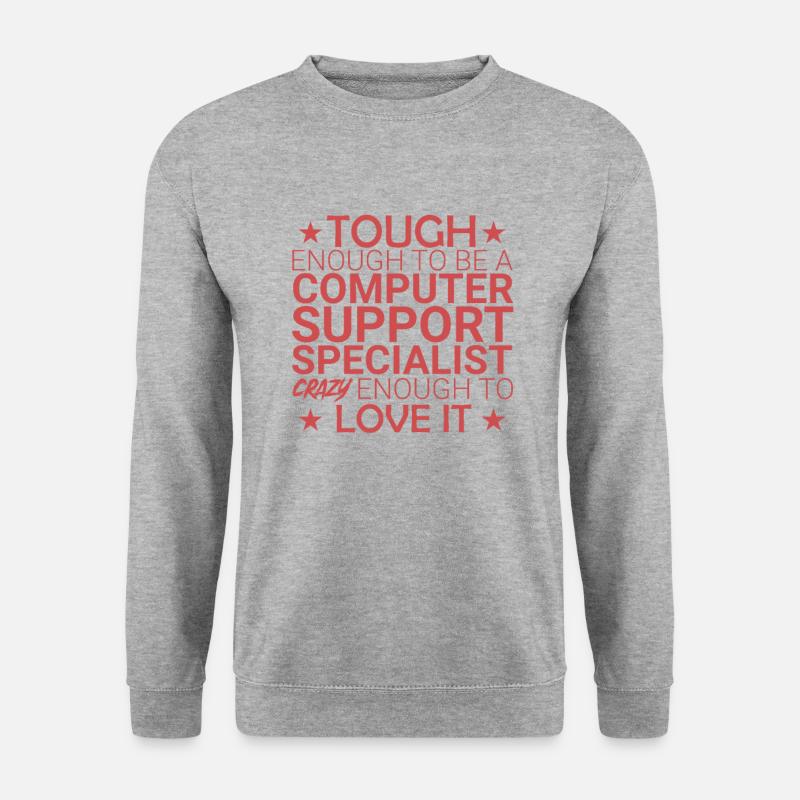 "Computer Support Specialist Crazy | IT-Support" - Unisex Pullover - Weißgrau meliert