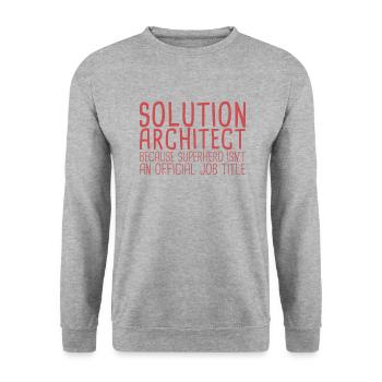 Solution Architect Superhero|Solution Architecture - Unisex Pullover - Weißgrau meliert - Vorne - Alina (178cm) & Michal (187cm)