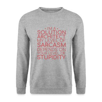 Solution Architect Sarcasm | Solution Architecture - Unisex Pullover - Weißgrau meliert - Vorne - Alina (178cm) & Michal (187cm)