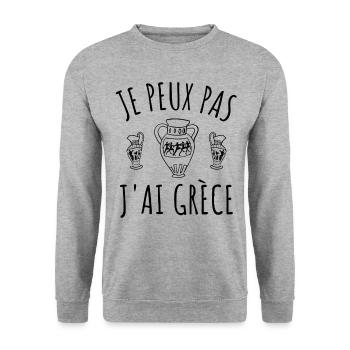 Je peux pas j'ai Grèce vacances voyage amphore - Sweat-shirt Unisexe - gris chiné - Devant - Alina (178cm) & Michal (187cm)