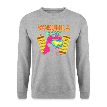 Vokuhila Perm Vokuhila Coiffure Moustache - Sweat-shirt Unisexe - gris chiné - Devant - Alina (178cm) & Michal (187cm)
