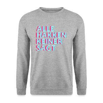 Techno Raver EDM Uptempo Speedcore Tekk Hardtekk - Unisex Pullover - Weißgrau meliert - Vorne - Alina (178cm) & Michal (187cm)