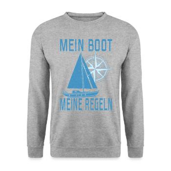 Segeln Segelboot Segler Käpten Segelschein Käpt'n - Unisex Pullover - Weißgrau meliert - Vorne - Alina (178cm) & Michal (187cm)