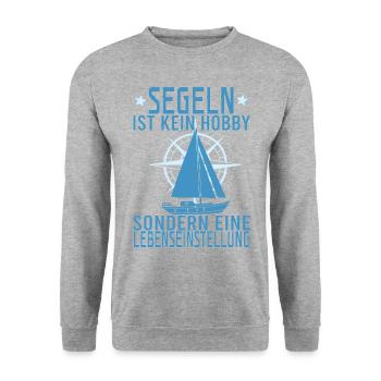 Segelboot Käpten Segeln Segler Segelschein Käpt'n - Unisex Pullover - Weißgrau meliert - Vorne - Alina (178cm) & Michal (187cm)