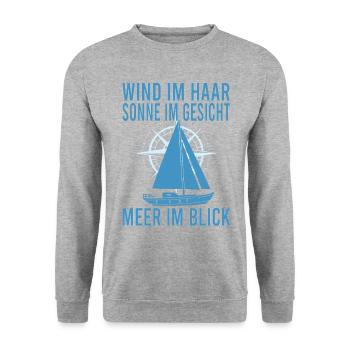 Segeln Segelboot Segler Käpten Segelschein Käpt'n - Unisex Pullover - Weißgrau meliert - Vorne - Alina (178cm) & Michal (187cm)
