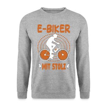 Elektrofahrrad Pedelec EBike E-Bike Hilfsmotor - Unisex Pullover - Weißgrau meliert - Vorne - Alina (178cm) & Michal (187cm)