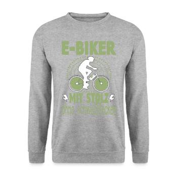e biker mit stolz ohne schweißflecken - Unisex Pullover - Weißgrau meliert - Vorne - Alina (178cm) & Michal (187cm)