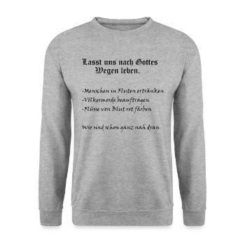 Gottes Wege - Unisex Pullover - Weißgrau meliert - Vorne - Alina (178cm) & Michal (187cm)