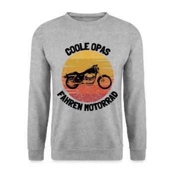Motorrad Opa - Unisex Pullover - Weißgrau meliert - Vorne - Alina (178cm) & Michal (187cm)