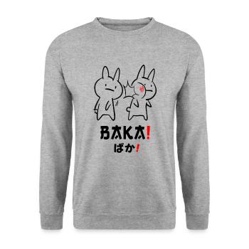 Baka - Slap in Japanese Anime Manga - Unisex Sweatshirt - salt & pepper - Front - Alina (178cm) & Michal (187cm)
