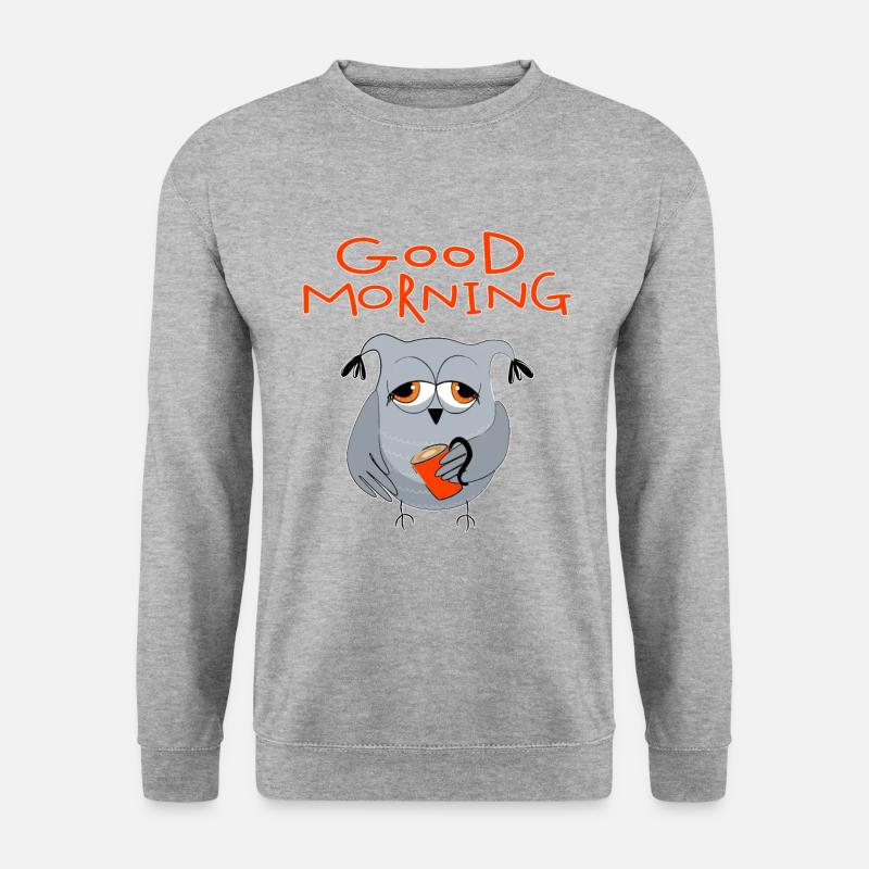 Guten Morgen Morgenmuffel Nachteule - Unisex Pullover - Weißgrau meliert