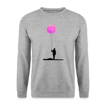 Moon Sunset Balloon Full Moon Balloon - Unisex Sweatshirt - salt & pepper - Front - Alina (178cm) & Michal (187cm)