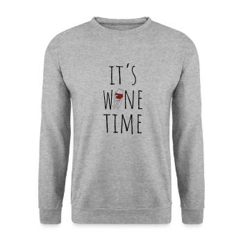 Its Wine Time Lustiger Wein Spruch - Unisex Pullover - Weißgrau meliert - Vorne - Alina (178cm) & Michal (187cm)