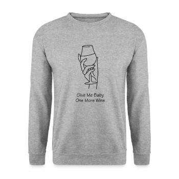 Give Me Baby One More Wine - Unisex Pullover - Weißgrau meliert - Vorne - Alina (178cm) & Michal (187cm)