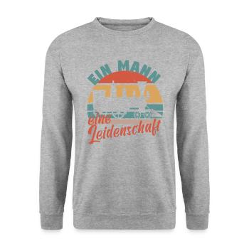 Dampflok Lokführer Eisenbahner Eisenbahn Vater - Unisex Pullover - Weißgrau meliert - Vorne - Alina (178cm) & Michal (187cm)