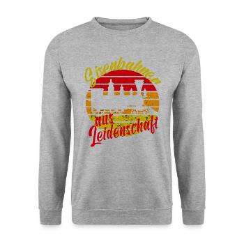 Eisenbahner Lokführer Dampflok Eisenbahn Lok Bahn - Unisex Pullover - Weißgrau meliert - Vorne - Alina (178cm) & Michal (187cm)