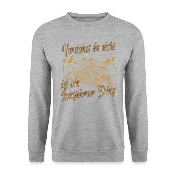 Dampflok Lokführer Eisenbahner Eisenbahn Lok Bahn - Unisex Pullover - Weißgrau meliert - Vorne - Alina (178cm) & Michal (187cm)