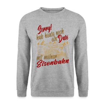 Dampflok Lokführer Eisenbahner Eisenbahn Vater - Unisex Pullover - Weißgrau meliert - Vorne - Alina (178cm) & Michal (187cm)