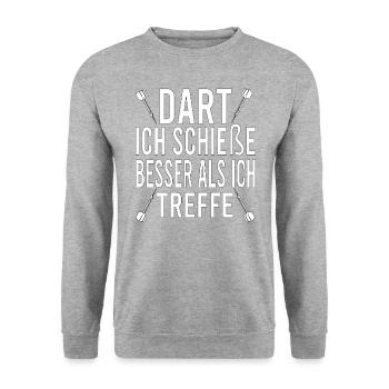 Dartfans Dartboard Treffsicher Dart Champion Darts - Unisex Pullover - Weißgrau meliert - Vorne - Alina (178cm) & Michal (187cm)