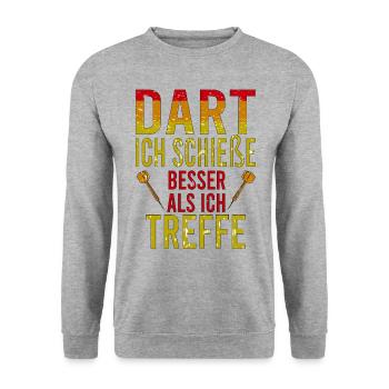 Dart Dartspieler Darten Dartpfeile Darts Dartfans - Unisex Pullover - Weißgrau meliert - Vorne - Alina (178cm) & Michal (187cm)