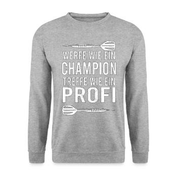 Dartfans Dartboard Treffsicher Dart Champion Darts - Unisex Pullover - Weißgrau meliert - Vorne - Alina (178cm) & Michal (187cm)
