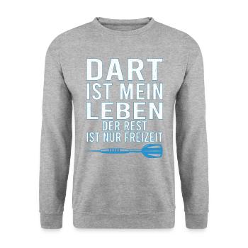 Dart Dartspieler Darten Dartpfeile Darts Pfeil - Unisex Pullover - Weißgrau meliert - Vorne - Alina (178cm) & Michal (187cm)
