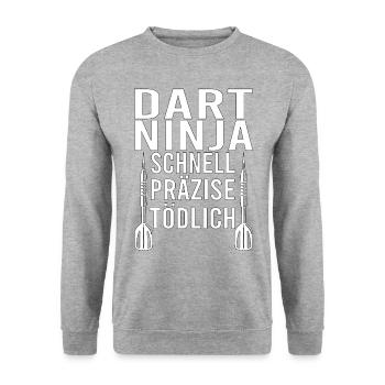 Dart Dartspieler Darten Dartpfeile Darts Ninja - Unisex Pullover - Weißgrau meliert - Vorne - Alina (178cm) & Michal (187cm)